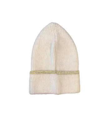 Kadın Dokuma Simli Triko Bere - Beyaz