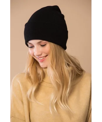 Kadın Dokuma Triko Bere - Siyah