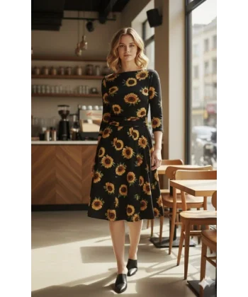 Kadın Fakir Kol Bisiklet Yaka Midi Mikro Elbise