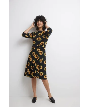 Kadın Fakir Kol Bisiklet Yaka Midi Mikro Elbise