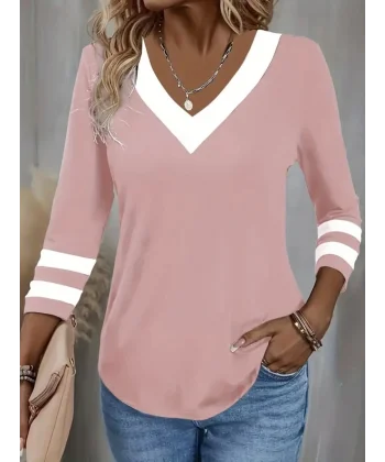 Kadın Fakir Kol V Yakalı Viskon Bluz