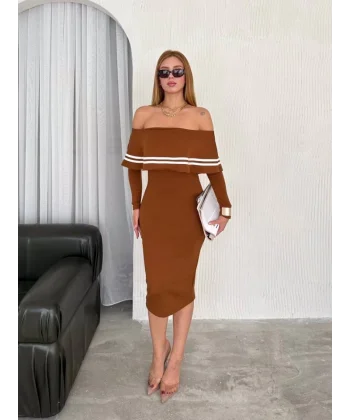 Kadın Fırsat ürünü adonna Yaka idi Boy Triko Elbise