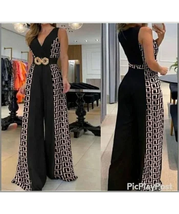 Kadın Göğüs Dekolteli Toka Detay Dijital Baskılı Tulum