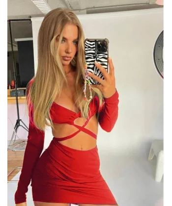 Kadın Göğüs Ve Göbek Dekolteli Fırsat ürün andy Kumaş ini Elbise