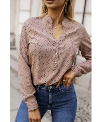 Kadın Hakim Yaka Metal Düğmeli Moskrep Kumaş Bluz