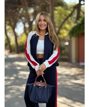 Kadın Hakim Yaka şerit Detay Hırka Ve Bol Paça Pantolon Ikili Takım