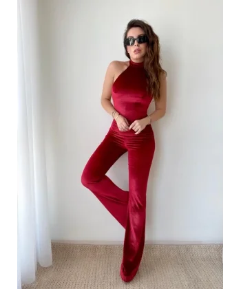 Kadın Halter Yaka Derin ırt Dekolteli Fırsat ürün Tulum