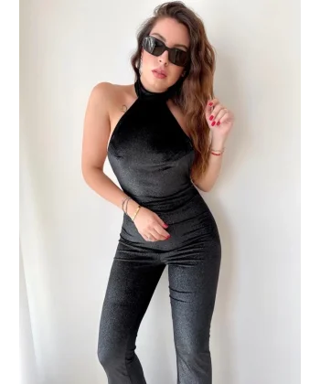 Kadın Halter Yaka Derin ırt Dekolteli Fırsat ürün Tulum