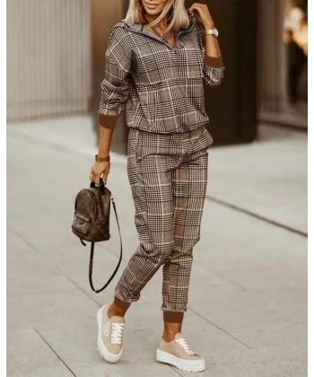 Kadın Iki Iplik Kumaş Fermuar Detay Kapüşonlu Ikili Takım