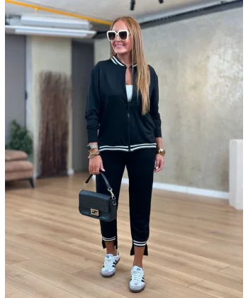 Kadın Iki Iplik Penye Kumaş Fermuar Detaylı Ribanalı Ikili Takım