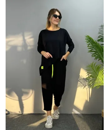 Kadın Iki Iplik Viskon Pamuk Kumaş Arma Detaylı Ikili Takım