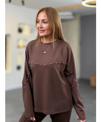 Kadın Inci Detay Modal Kumaş Ikili Takım