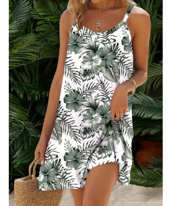 Kadın Ip Askılı çiçek Desenli Süprem Elbise