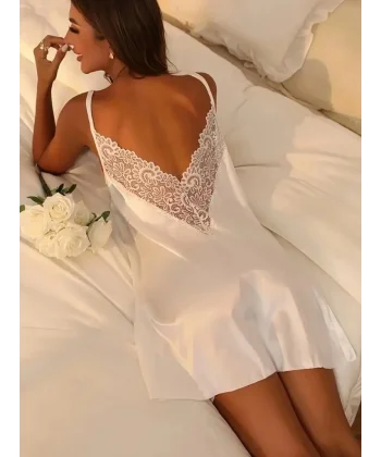 Kadın Ip Askılı Dantelli Sandy Gecelik