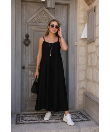 Kadın Ip Askılı V Yakalı Asimetrik Detaylı Aerobin Elbise