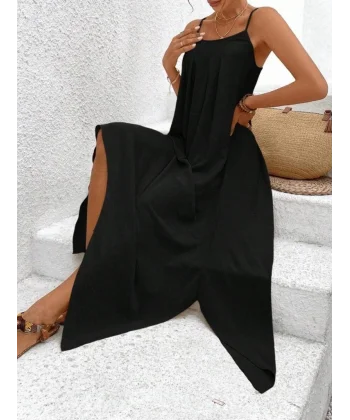 Kadın Ip Askılı V Yakalı Asimetrik Detaylı Aerobin Elbise