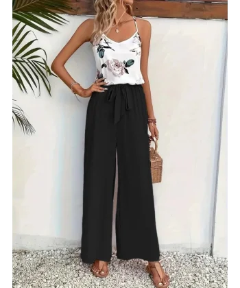 Kadın Ip Askılı V Yakalı Süprem Bluz Ve Aerobin Pantolon Ikili Takım