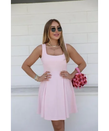 Kadın Kare Yaka Mini Elbise