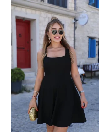 Kadın Kare Yaka Mini Elbise