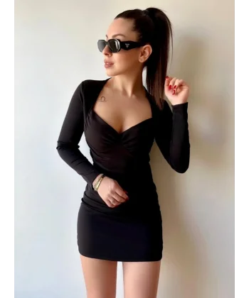 Kadın Kare Yaka Mini Elbise