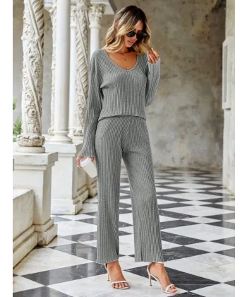 Kadın Kaşkorse Kumaş V Yaka Ikili Takım