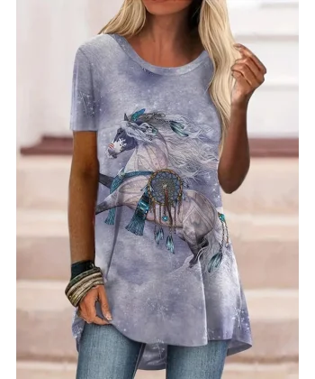 Kadın Kısa Kollu Bisiklet Yaka Salaş Süprem Bluz