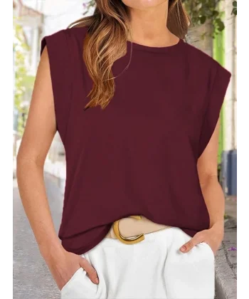 Kadın Kısa Kollu Bisiklet Yaka Viskon Bluz