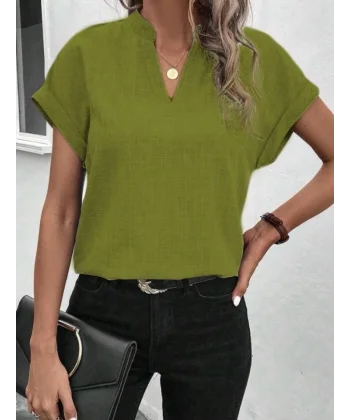 Kadın Kısa Kollu Hakim Yaka Sofya Bluz