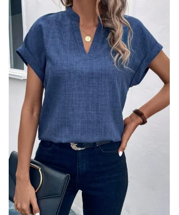 Kadın Kısa Kollu Hakim Yaka Sofya Bluz