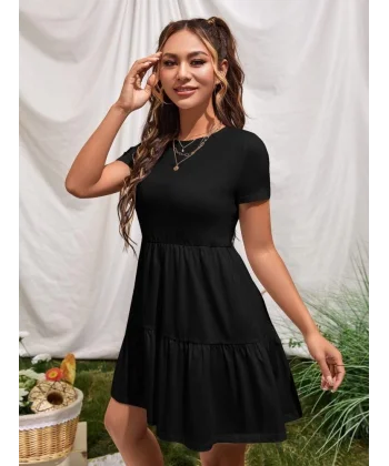 Kadın Kısa Kollu Kiloş Viskon Elbise