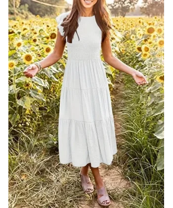 Kadın Kısa Kollu Kolları Volanlı Gipeli Aerobin Elbise