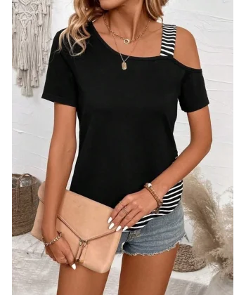 Kadın Kısa Kollu Omuzdan Askılı Viskon Bluz