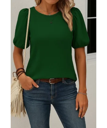 Kadın Kısa Kollu Pileli Balın Kol Bürümcük Bluz