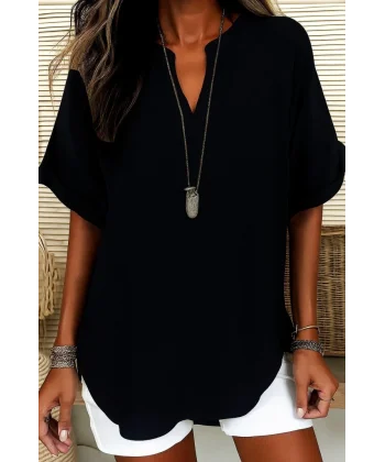 Kadın Kısa Kollu V Yakalı Aerobin Bluz