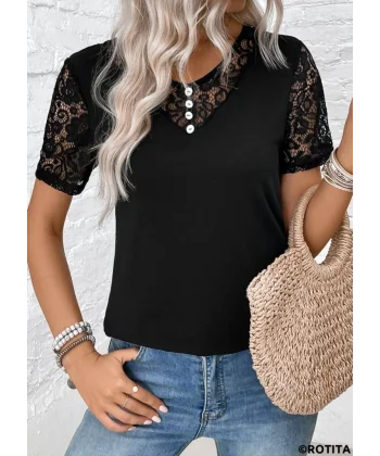 Kadın Kısa Kollu V Yakalı önden Düğmeli Viskon Bluz