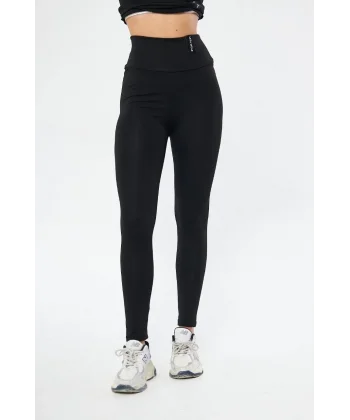 Kadın Kışlık Yüksek Bel Toparlayicı ve Sıkılaştırıcı Likralı Şardonlu Tayt - Siyah