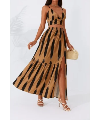 Kadın Kolsuz Askılı Crop Ikili Süprem Takım