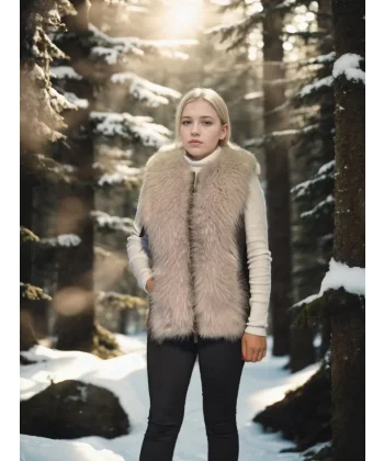 Kadın Kolsuz Fermuarlı Yelek - Kahve