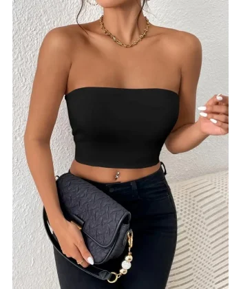 Kadın Kolsuz Straplez Dalgıçbluz