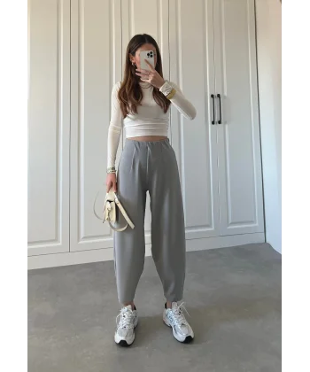 Kadın Krep Kumaş Balon Pantolon