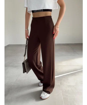 Kadın Krep Kumaş Gipe Detay Palazzo Pantolon