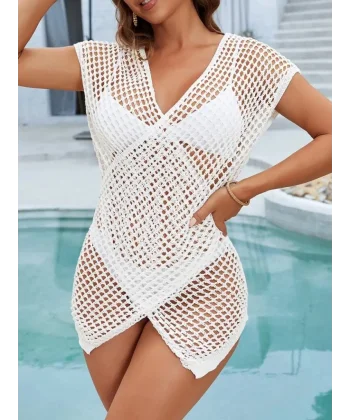 Kadın Kruvaze Detay Ajurlu Triko Pareo