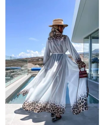 Kadın Leopar Detay şifon Pareo