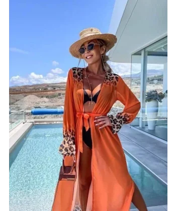 Kadın Leopar Detay şifon Pareo