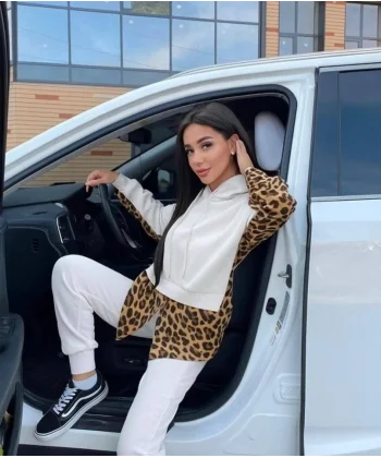 Kadın Leopar Ve Gömlek Detay Sweat Ve Pantolon Kili Takım