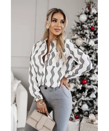 Kadın Metal Düğme Ve Cep Detay Moskrep Gömlek