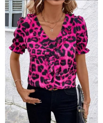 Kadın Mikro Kumaş önü Fırfır Detaylı Bluz