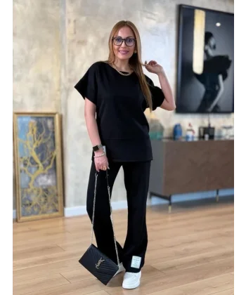 Kadın Modal Kumaş Armalı Geniş Kol İkili Takım