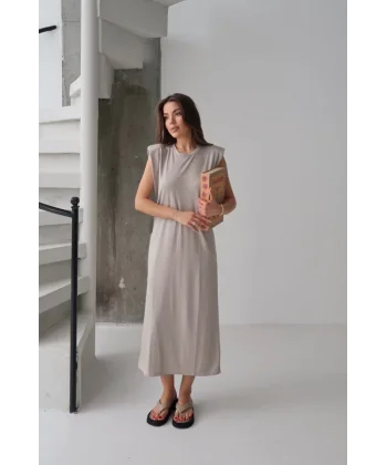 KADIN MODAL KUMAŞ BİSİKLET YAKA VATKALI ELBİSE