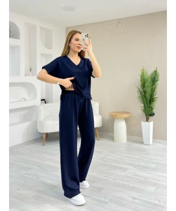 Kadın Modal Kumaş Rahat Kesim V Yaka Eşofman Takımı